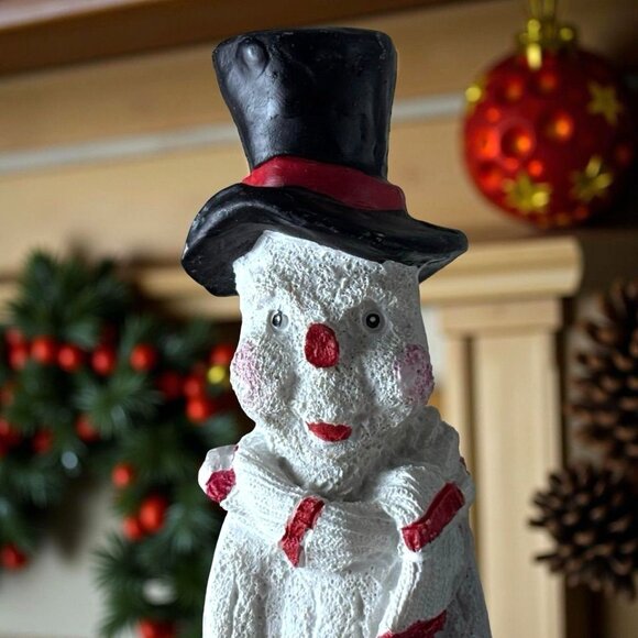 Set of 3 Tall Rustic Pencil Christmas Figures – 11” Folk Art Santas  Snowman - Picture 4 of 7